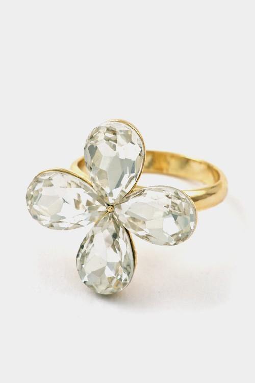 A flower colored stone adjustable ring - Pearlara