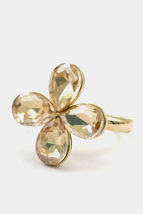 A flower colored stone adjustable ring - Pearlara