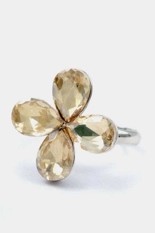 A flower colored stone adjustable ring - Pearlara