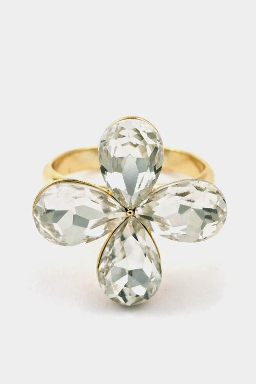 A flower colored stone adjustable ring - Pearlara