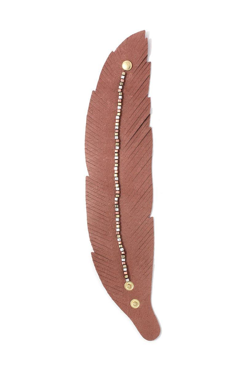 Pu Leather Fray Metal Bead Wrap Bracelet - Pearlara