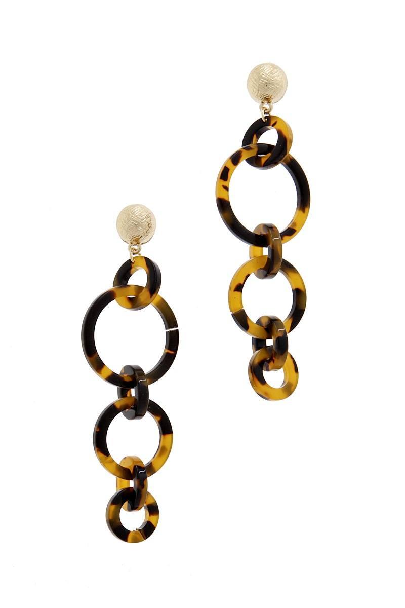 Multi Resin Round Chain Fashion Earring - Pearlara