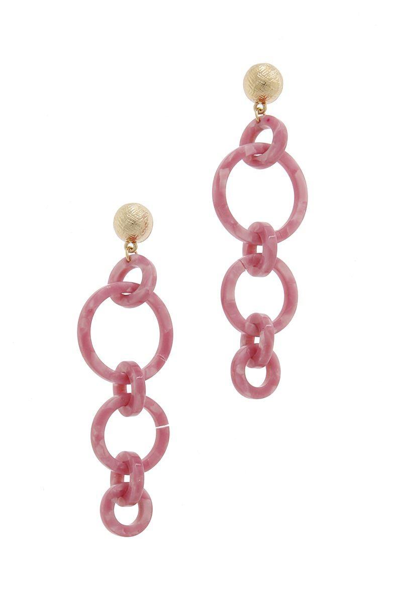 Multi Resin Round Chain Fashion Earring - Pearlara