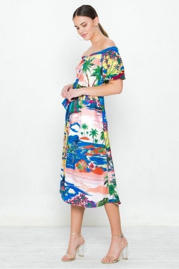 A Printed Woven Dress - Pearlara