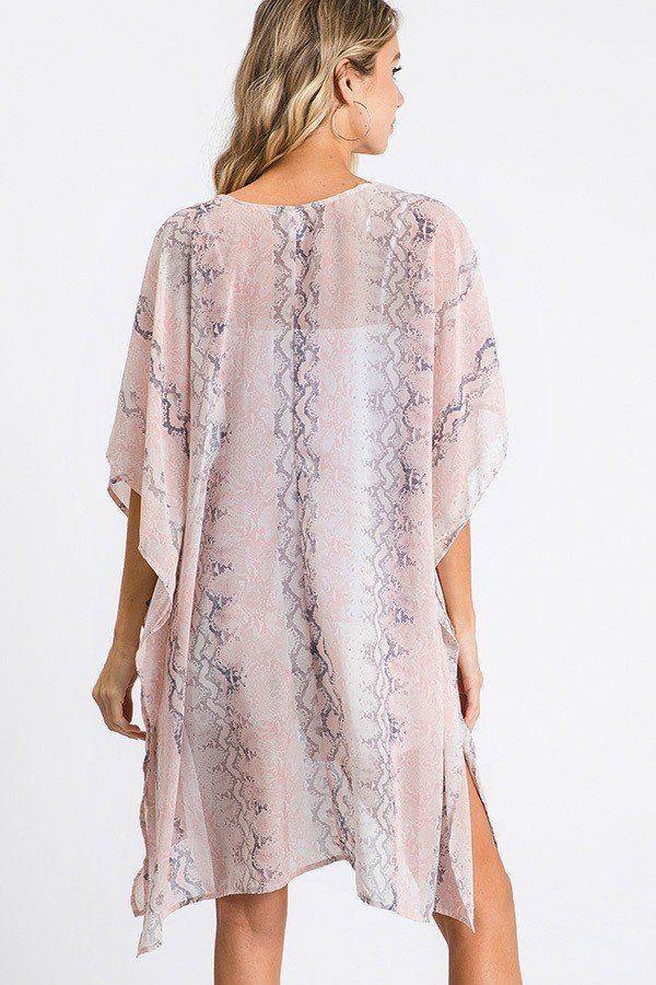 Chiffon Patterned Open Front Kimono - Pearlara