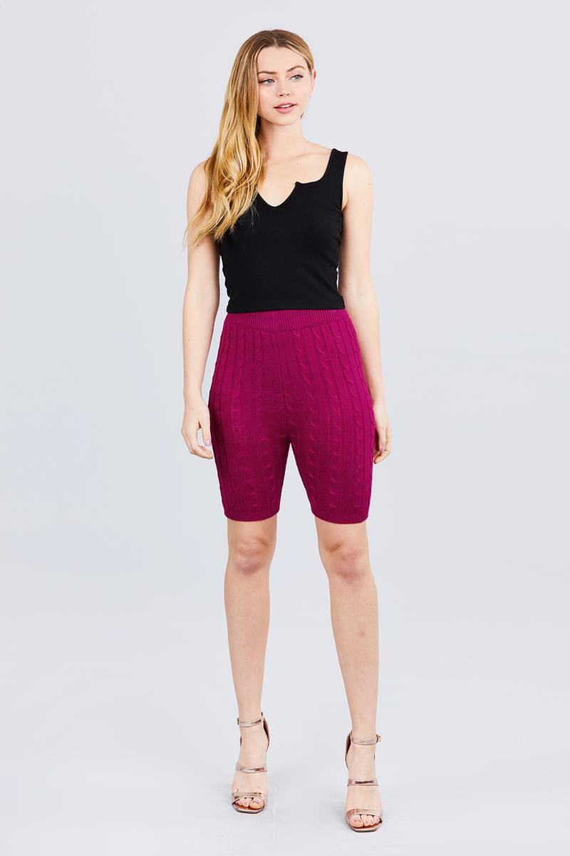 Twisted Effect Bermuda Length Sweater Shorts - Pearlara