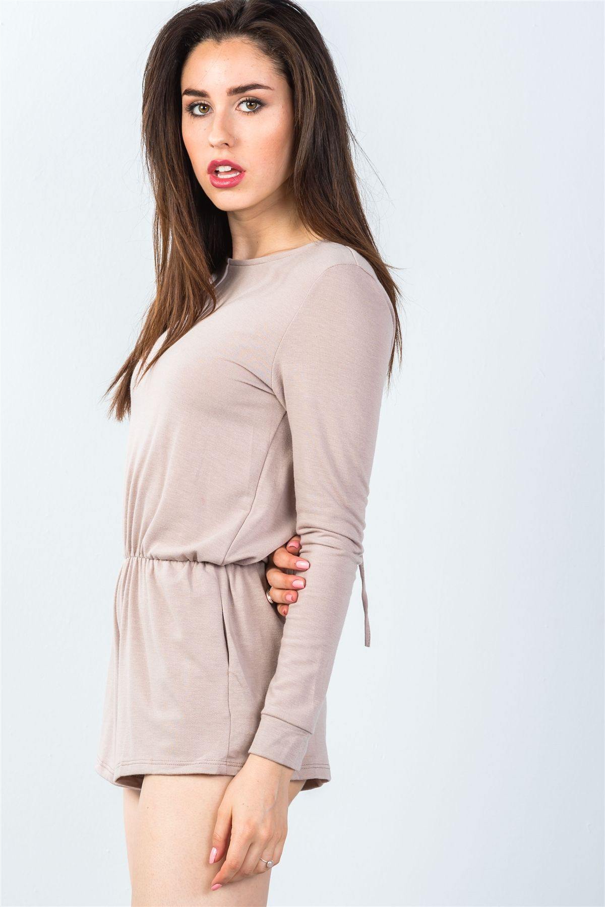 Comfy Tie-back Long Sleeve Romper - Pearlara