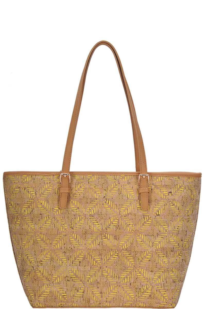 Chic Trendy Cork Textured Fashion Pattern Shopper Bag - Pearlara