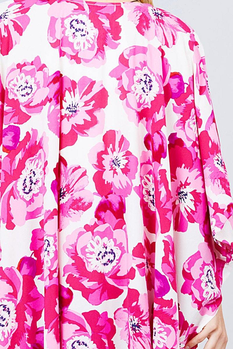 Slide Slit Print Kimono Cardigan - Pearlara