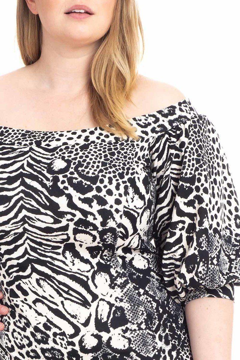 Plus Size  Animal Print Crepe Stretch Bodycon Dress - Pearlara