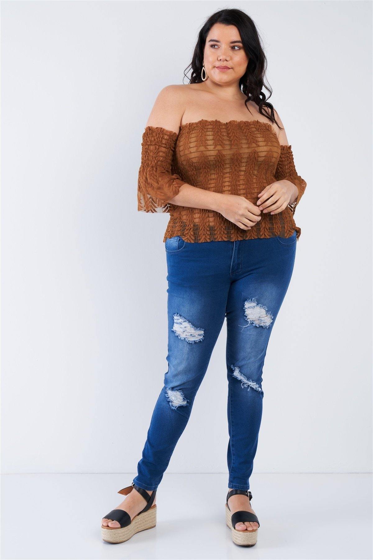 Off The Shoulder Plus Size Top - Pearlara