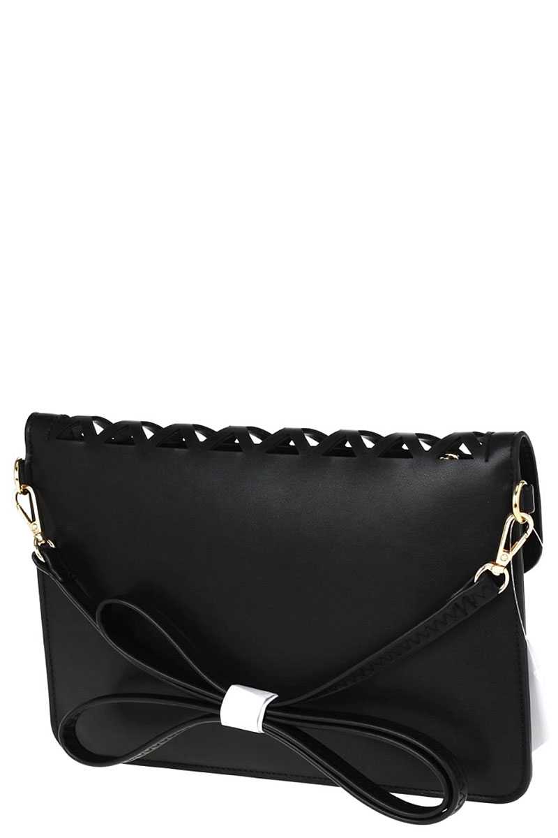 Stylish Diamond Cut Out Envelope Clutch With Shoulder Strap