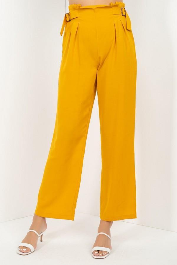 High Waist Paperbag Wide Pants - Pearlara