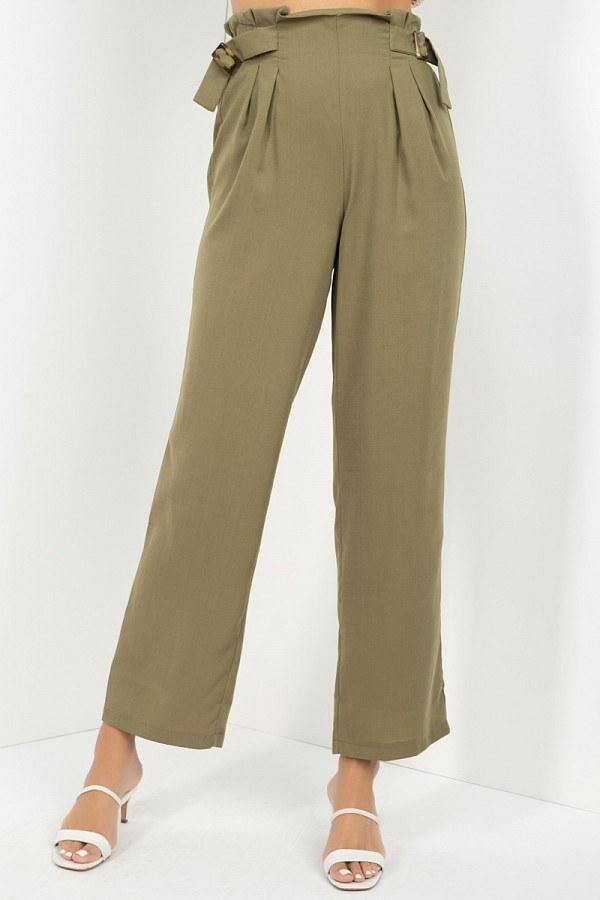 High Waist Paperbag Wide Pants - Pearlara