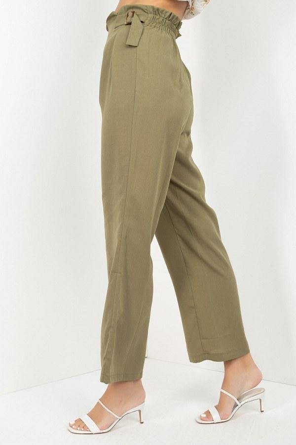 High Waist Paperbag Wide Pants - Pearlara