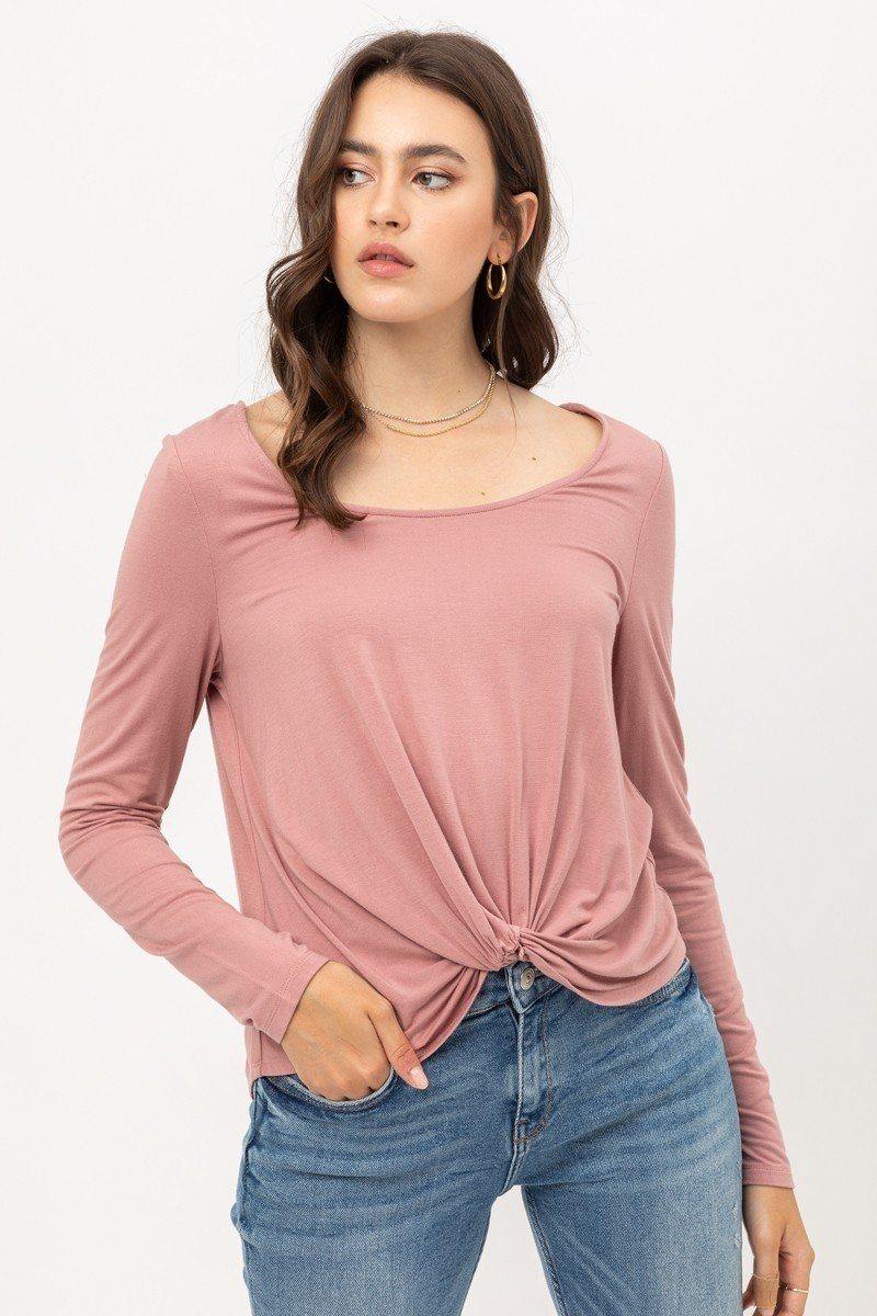 Rayon Span Jersey Front Twisted Top - Pearlara