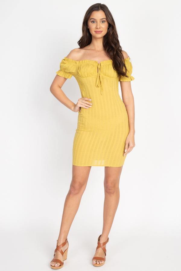 Off Shoulder Smocked Dress - Pearlara