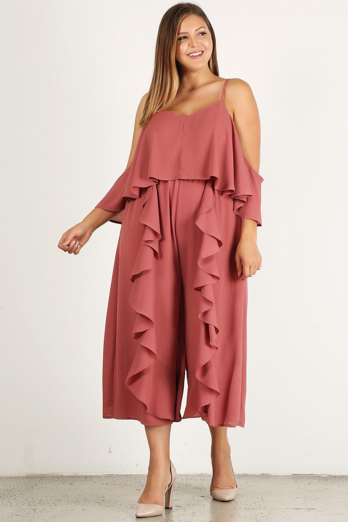 Plus Size Solid Wide Leg Jumpsuit - Pearlara