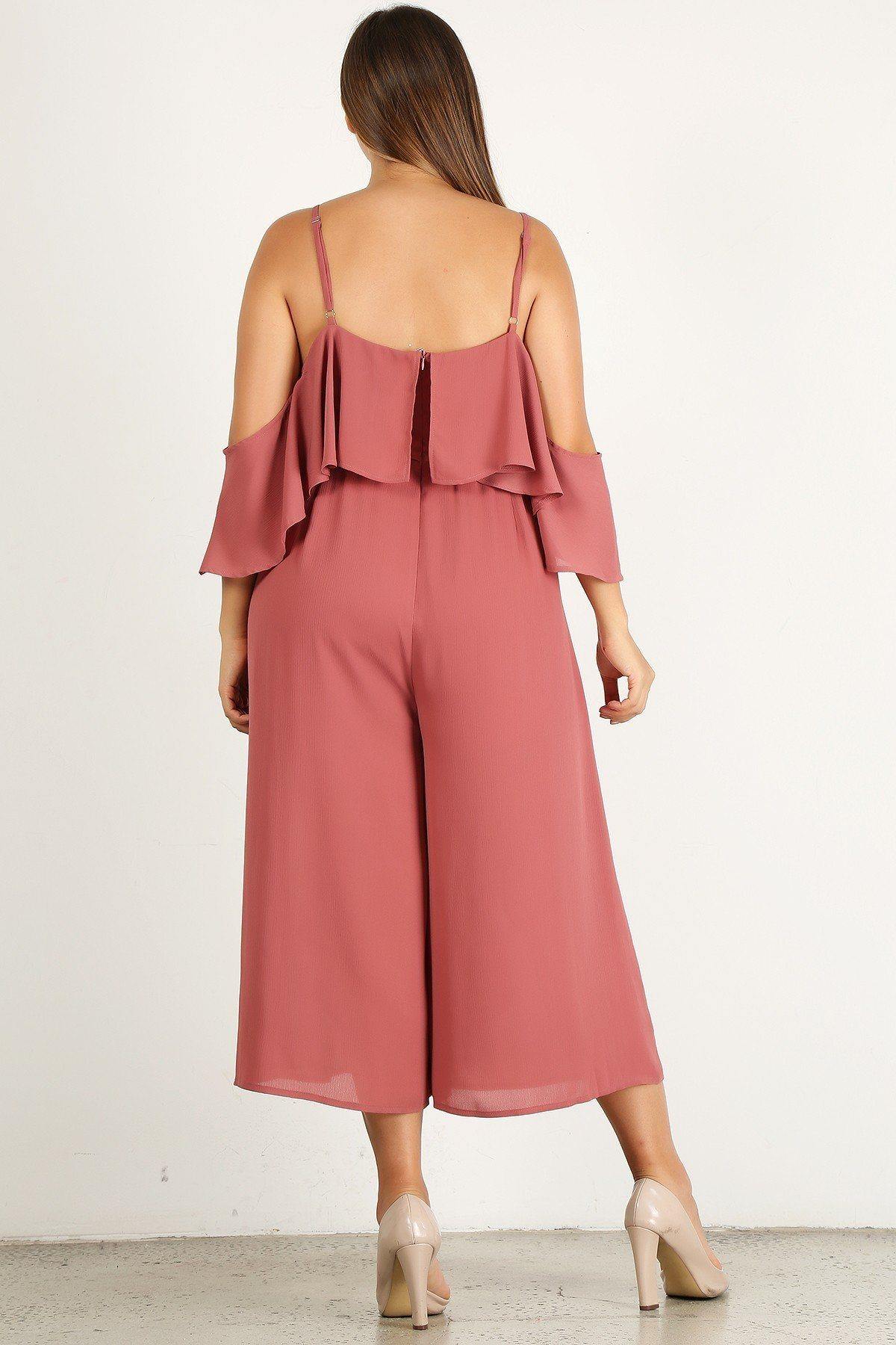 Plus Size Solid Wide Leg Jumpsuit - Pearlara