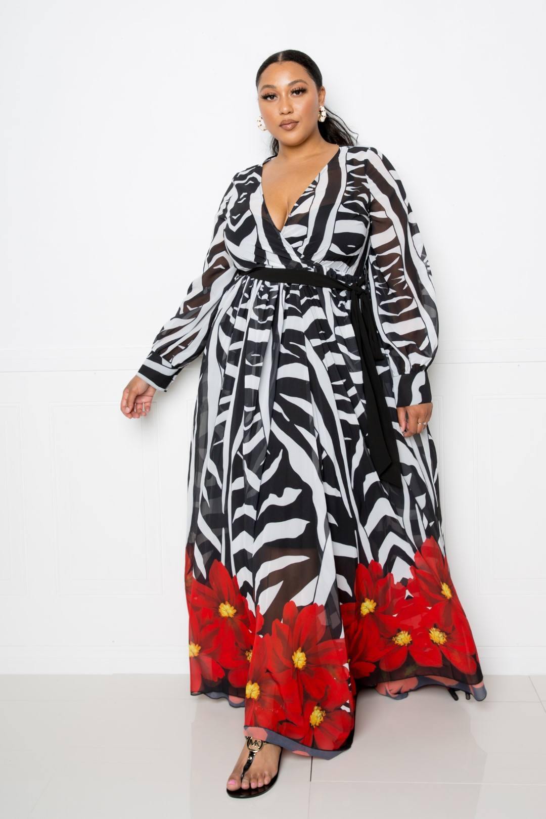 Zebra Printed Maxi Dress - Pearlara