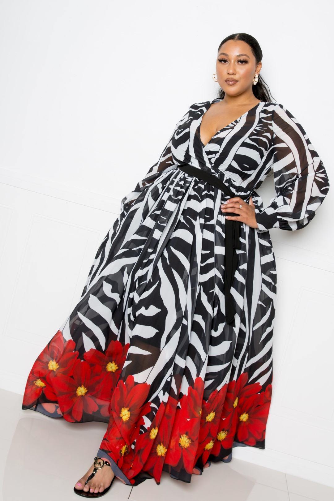 Zebra Printed Maxi Dress - Pearlara