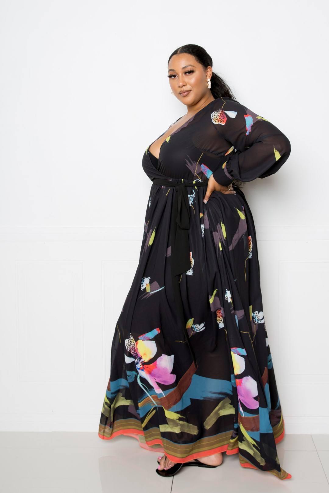 Tropical Print Maxi Dress - Pearlara