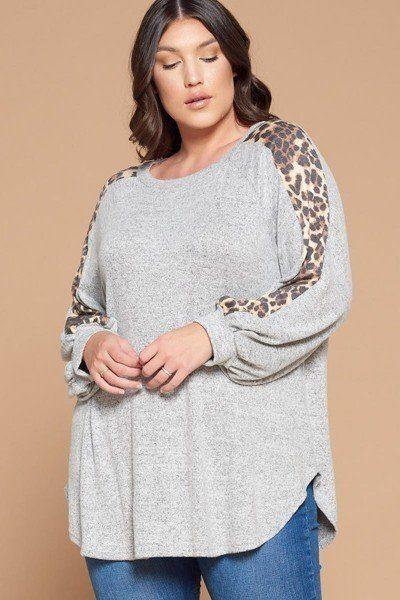 Plus Size Solid Hacci Brush Tunic Top - Pearlara