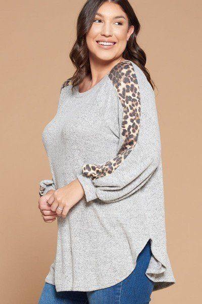 Plus Size Solid Hacci Brush Tunic Top - Pearlara