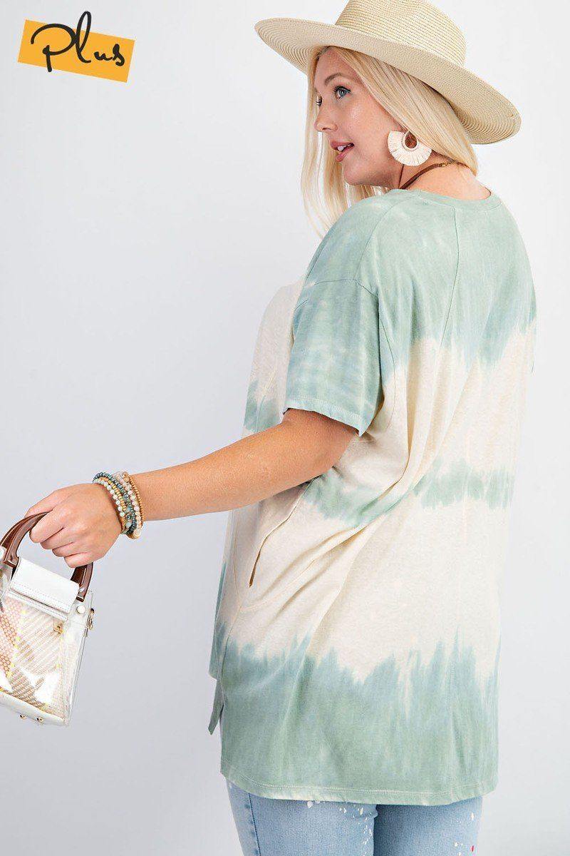 Short Sleeves Wave Washed Sheer Rayon Knit Top - Pearlara