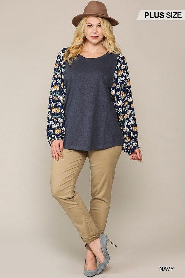 Floral Print Dolman Sleeve Round Hem Top - Pearlara