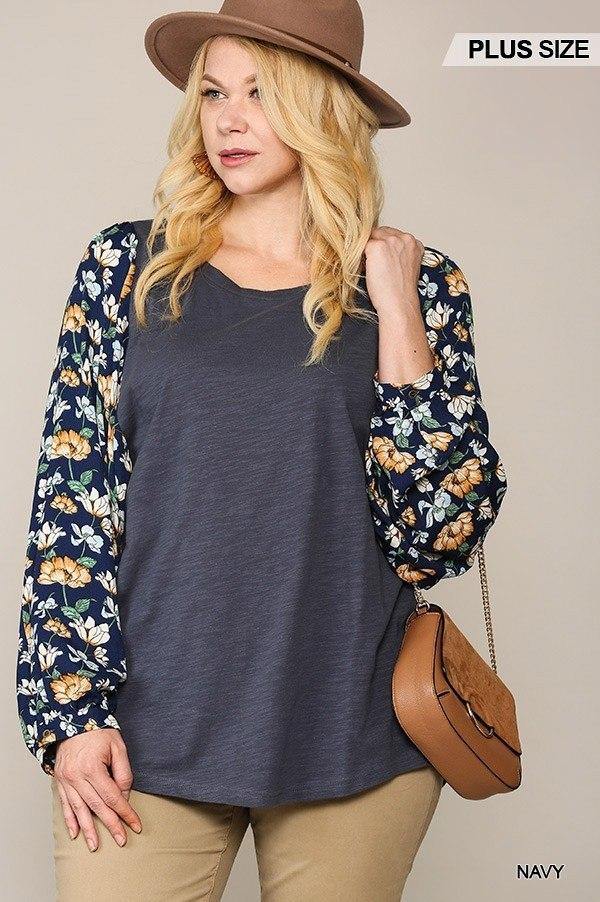 Floral Print Dolman Sleeve Round Hem Top - Pearlara