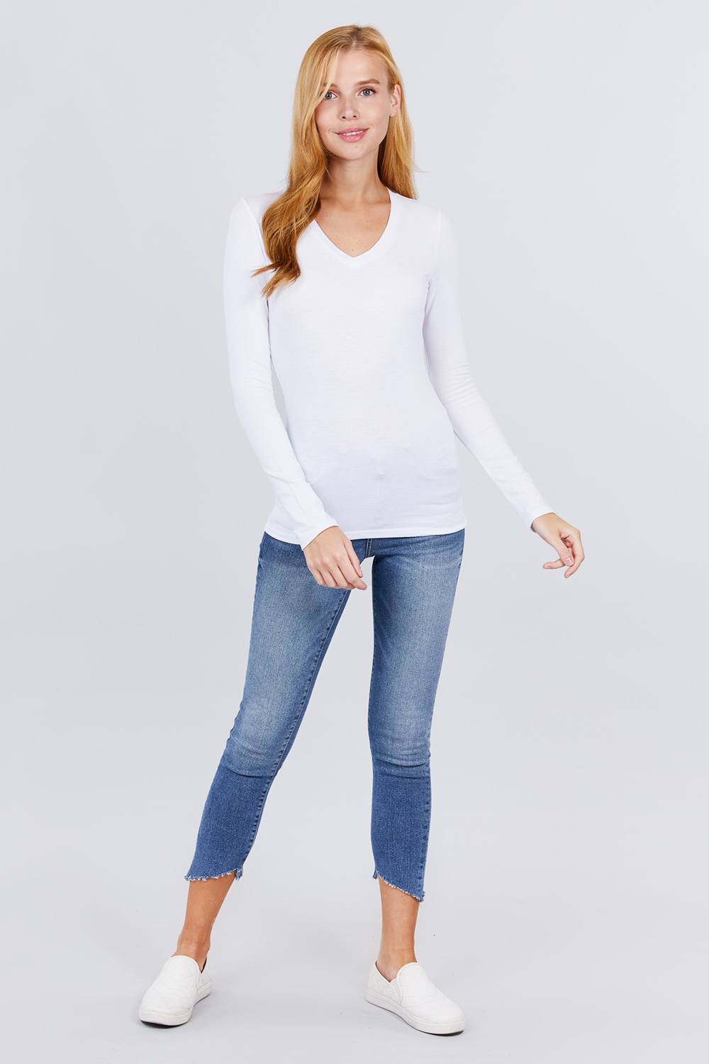 Cotton Jersey V-neck Top