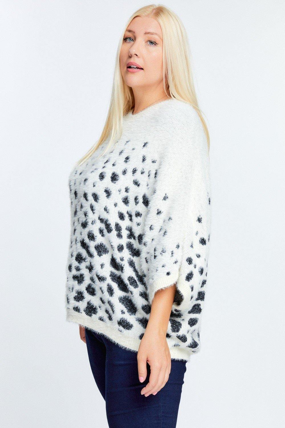 Printed Round Neck Loose Sweater - Pearlara