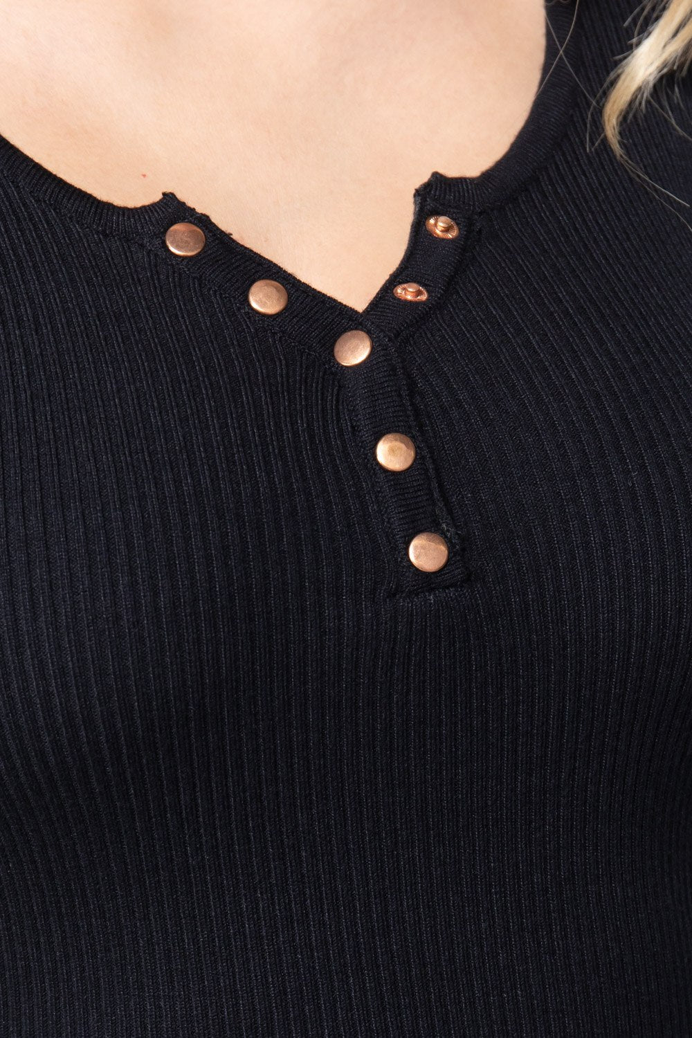 Snap Button Detail Sweater Top