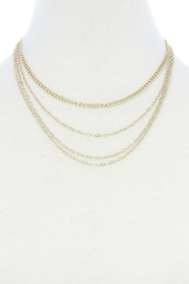 4 Layer Metal Necklace - Pearlara