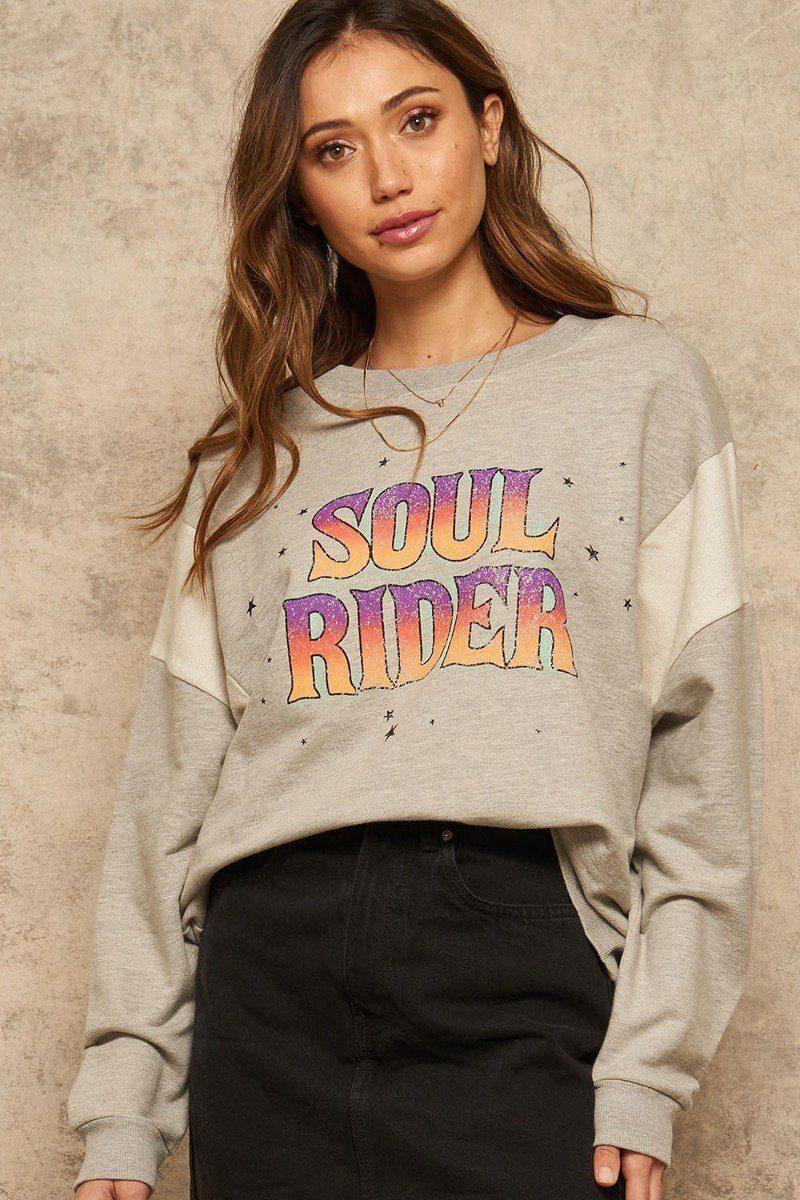 A French Terry Knit Graphic Sweatshirt - Pearlara