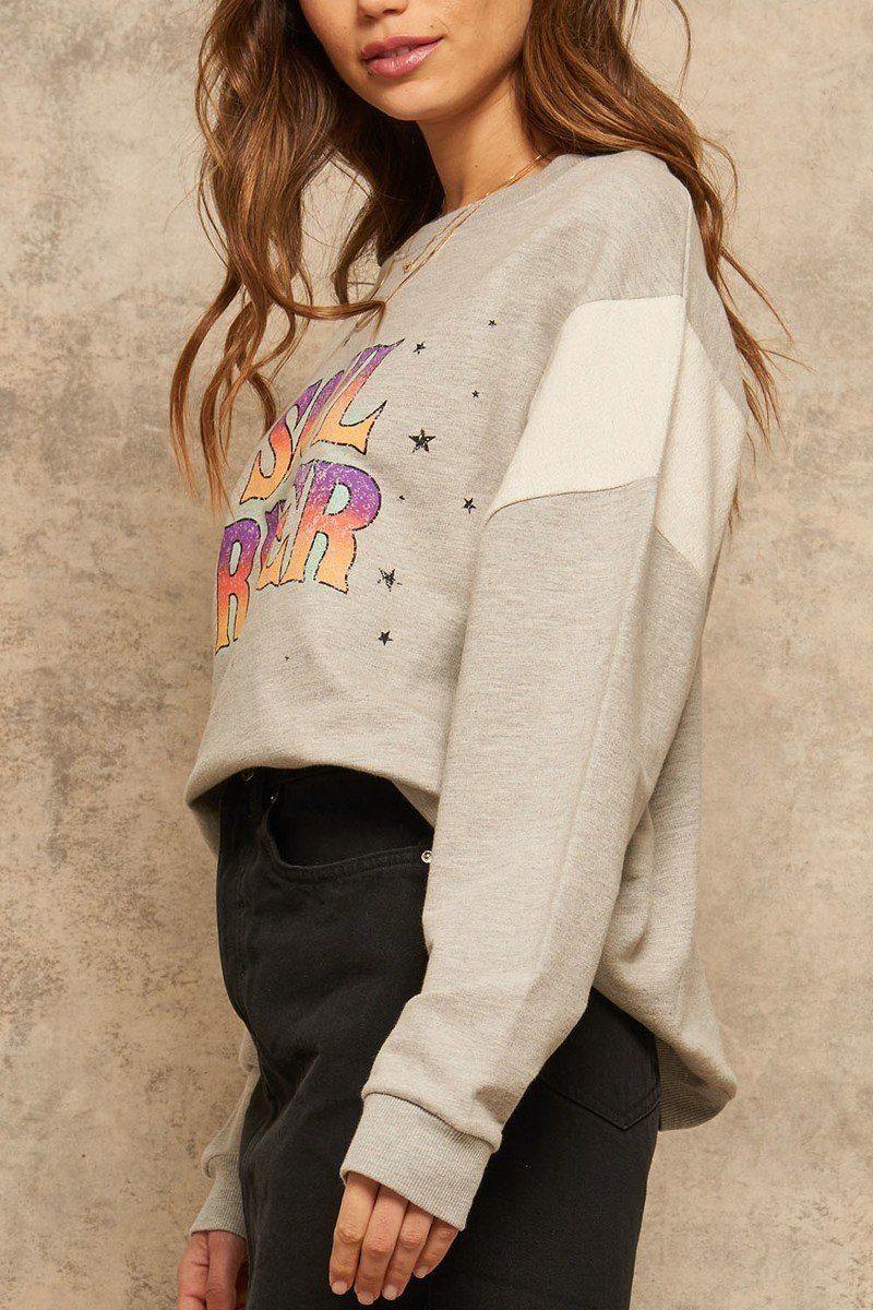 A French Terry Knit Graphic Sweatshirt - Pearlara