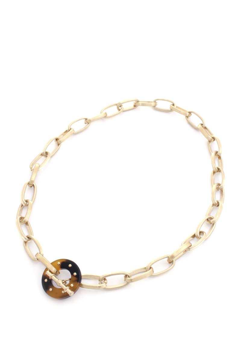 Acetate Ring Oval Link Toggle Clasp Necklace - Pearlara