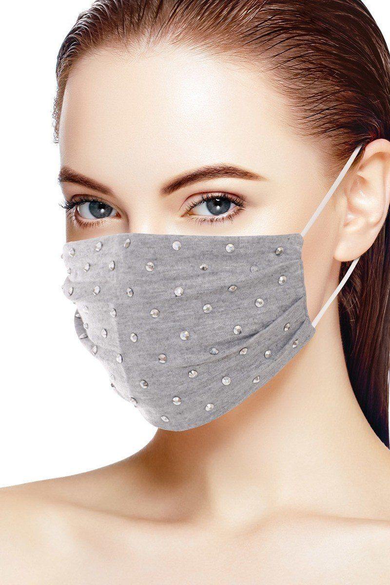 3d Shiny Silver Metal Studs Cotton Fashion Face Mask - Pearlara