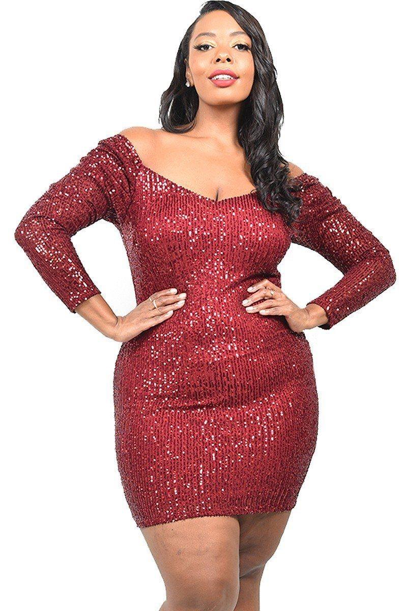 Plus Sexy Sequin Mini Dress - Pearlara