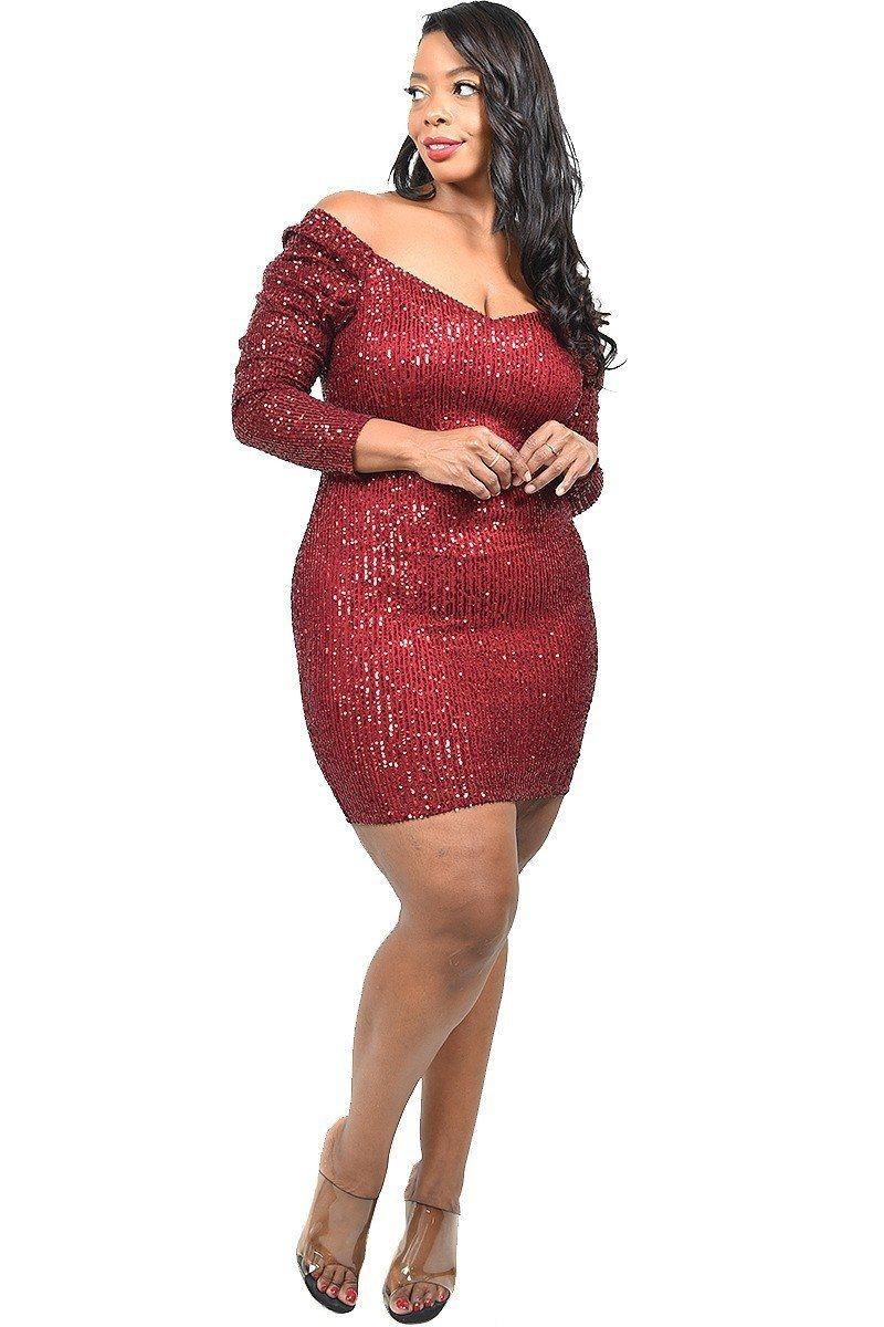 Plus Sexy Sequin Mini Dress - Pearlara