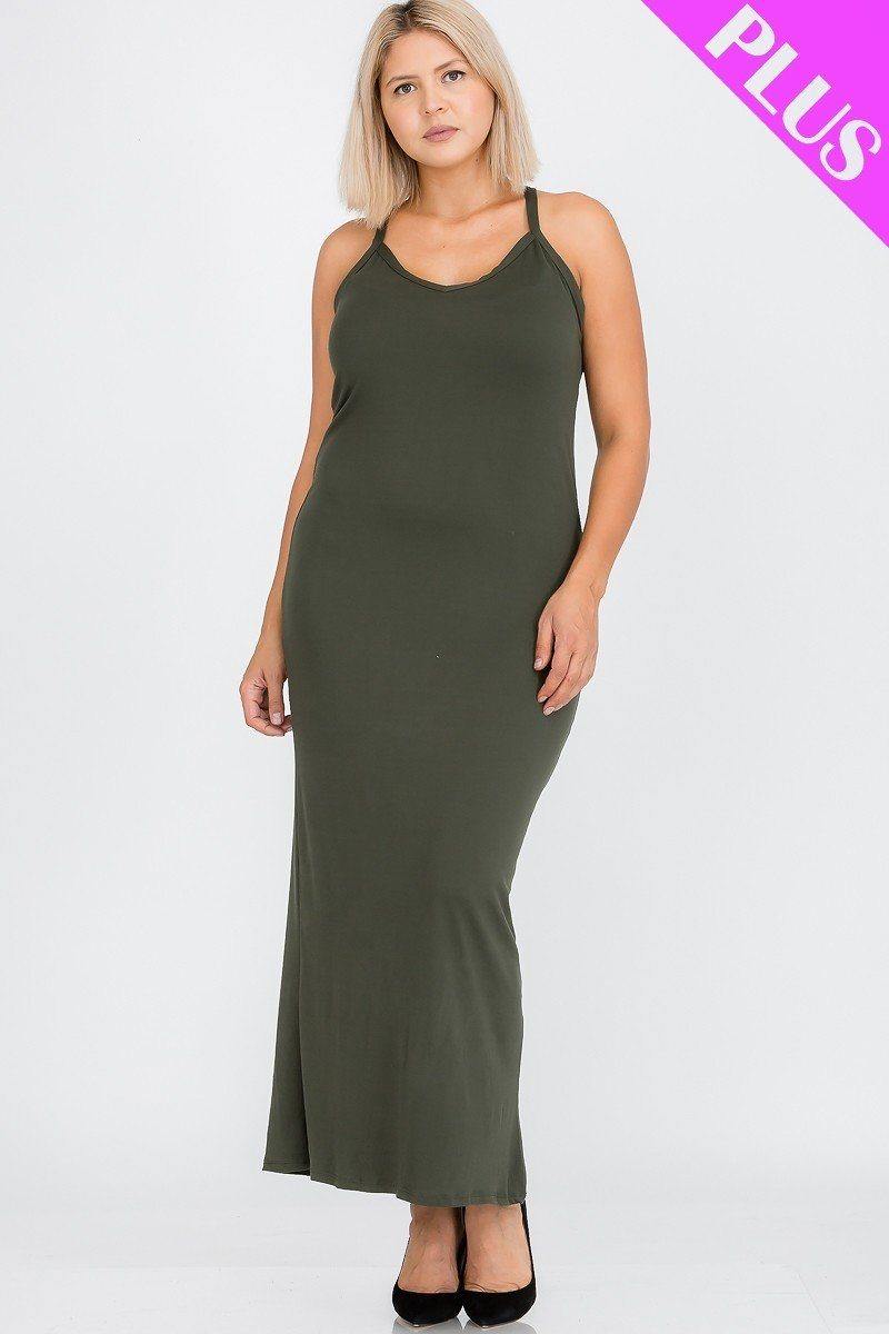 Plus Size Racer Back Maxi Dress - Pearlara