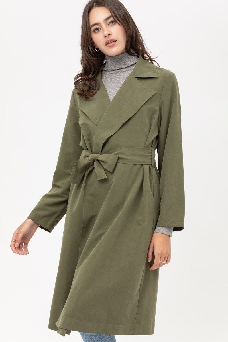 Trench Coat With Waist String Detail