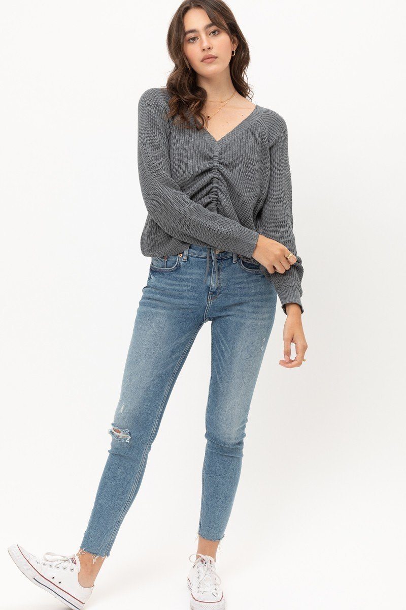 Long Sleeves, Tied Up, Ruched Detail