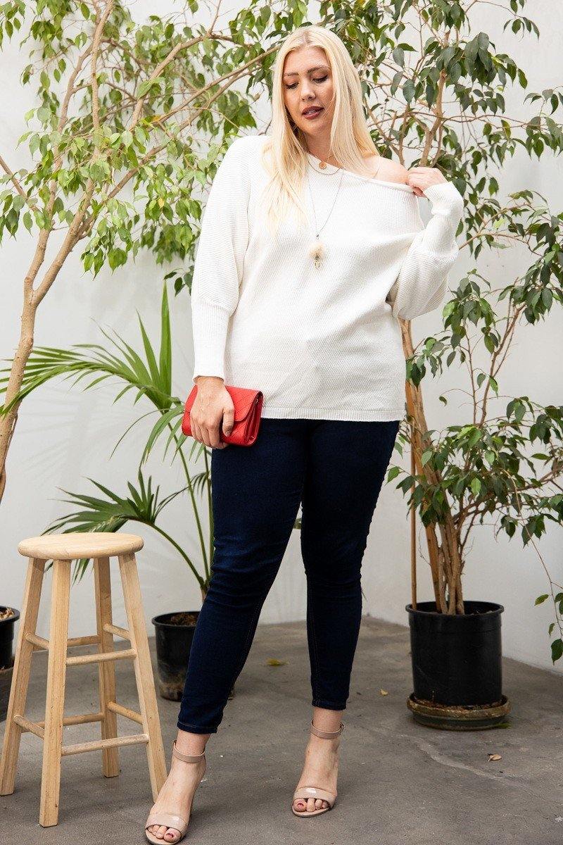 Round Neck Long Sleeve Solid Sweater - Pearlara