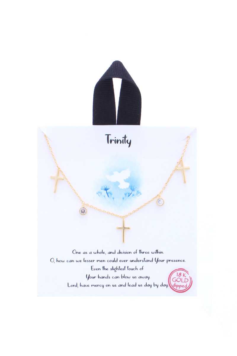 Trinity Cross Charm Message Necklace