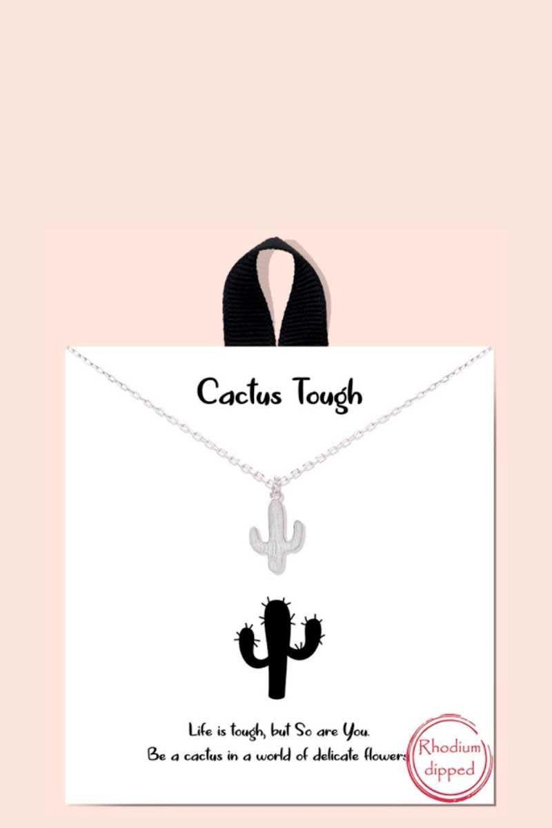 Cactus Tough Pendant Dainty Message Necklace