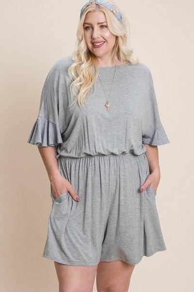 Plus Size Solid Rayon Modal Mini Romper - Pearlara