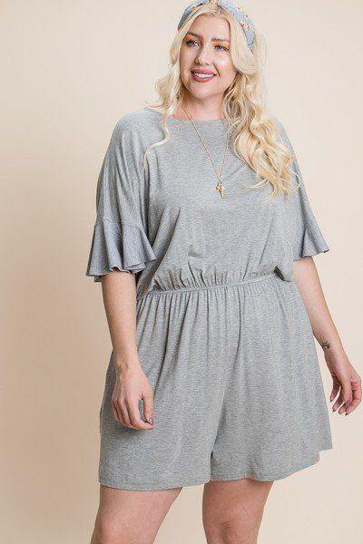 Plus Size Solid Rayon Modal Mini Romper - Pearlara