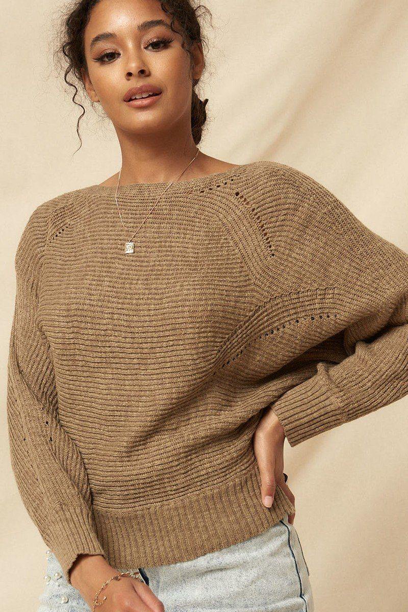 A Ribbed Knit Sweater - Pearlara